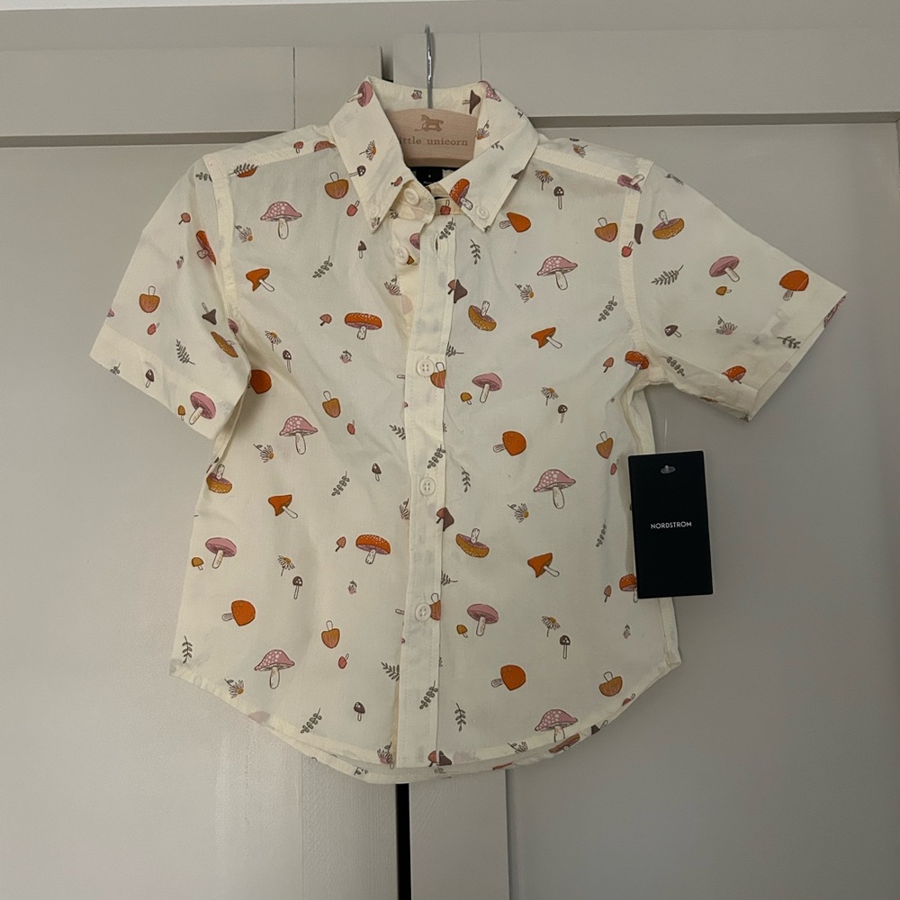 Nordstrom Cream Shirt with Mushroom Print